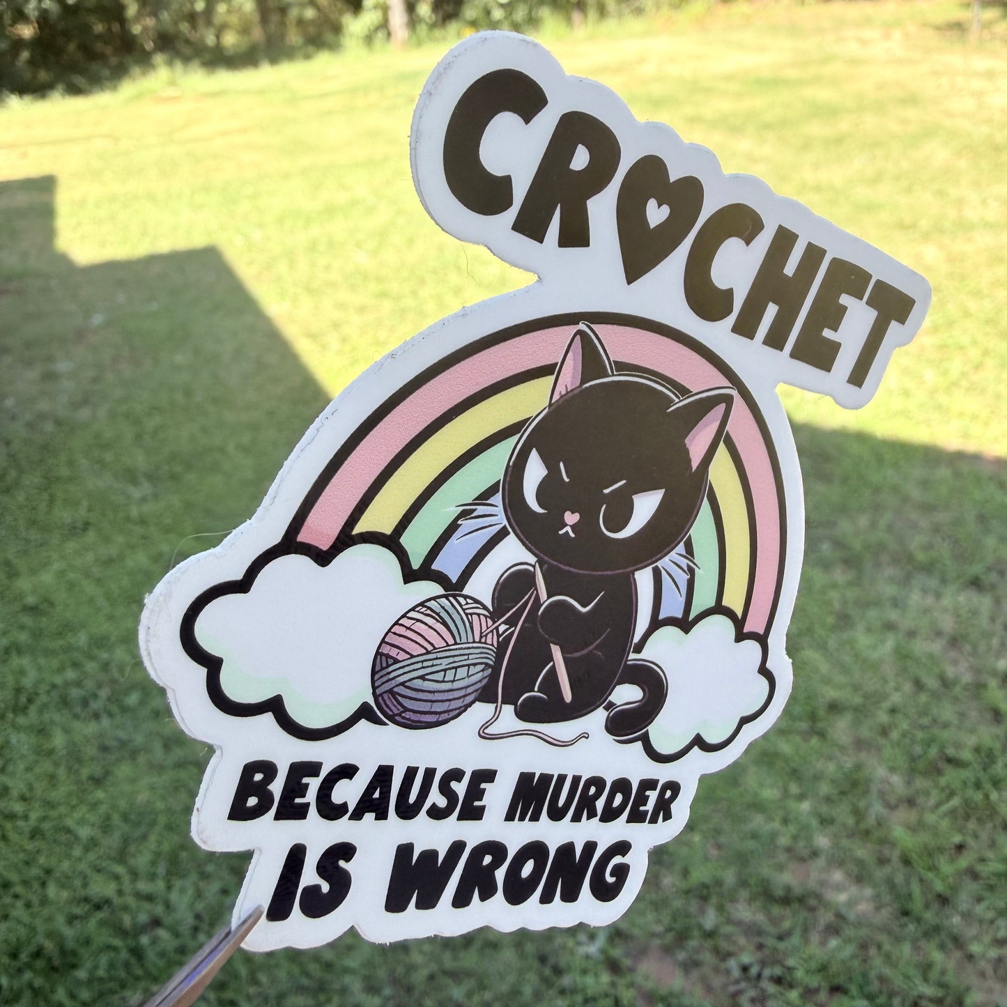 Crochet Because Murder is Wrong Sticker