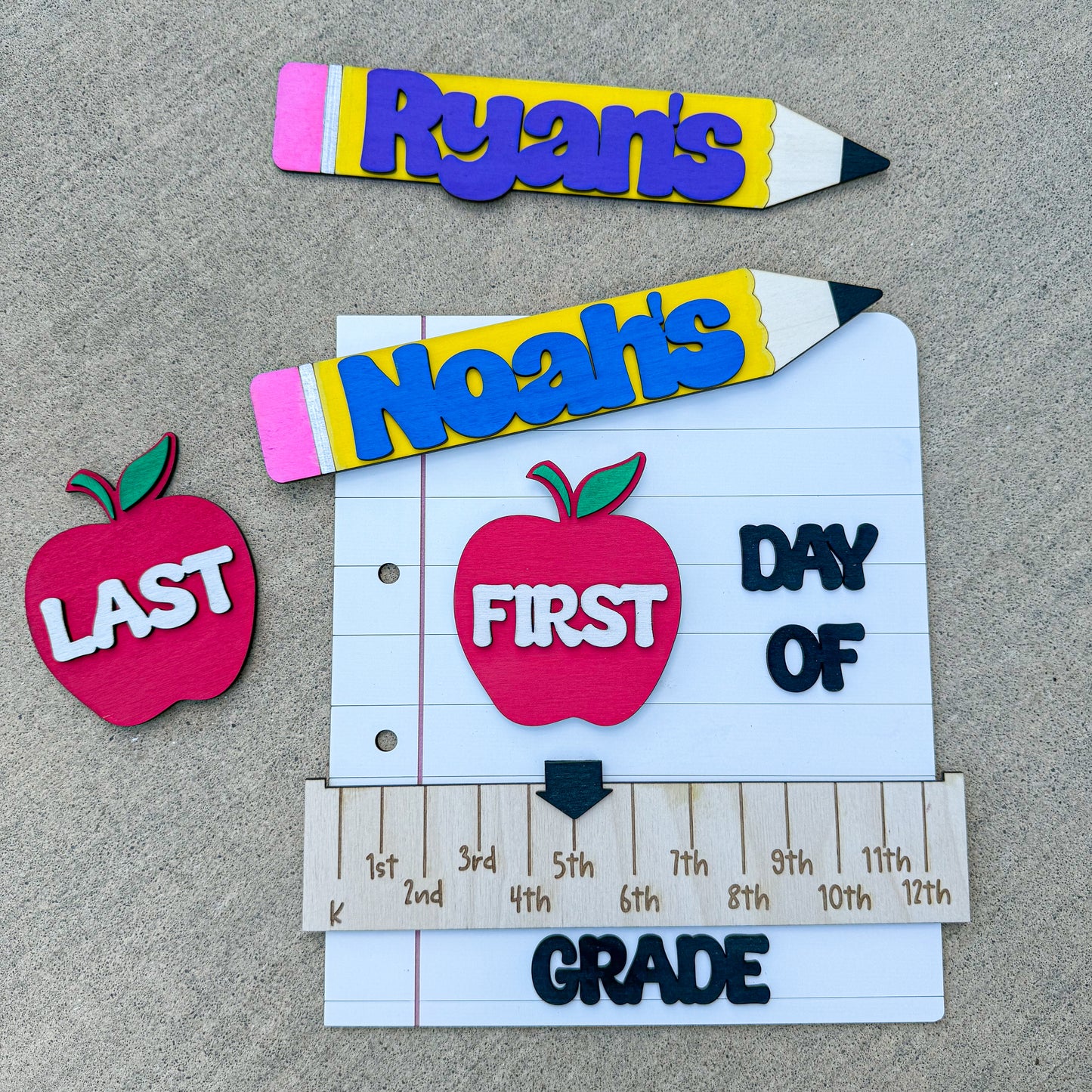 Personalized First and Last Day of School Sign with Interchangeable Names