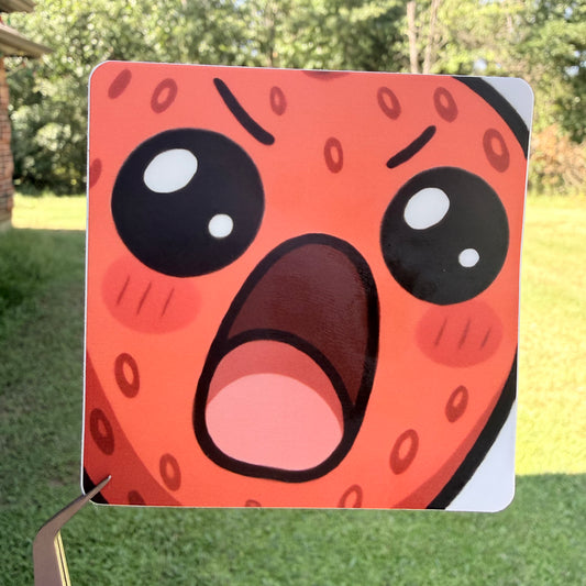 Yelling Strawberry Face Sticker