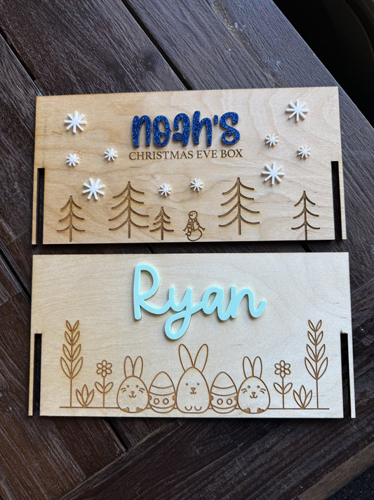 Personalized Christmas Eve Box or Easter Box FRONT PLATE ONLY for the Interchangeable Holiday Box