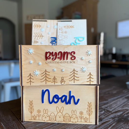 Personalized Holiday Box ( This listing includes Easter Basket and Christmas Eve Box)
