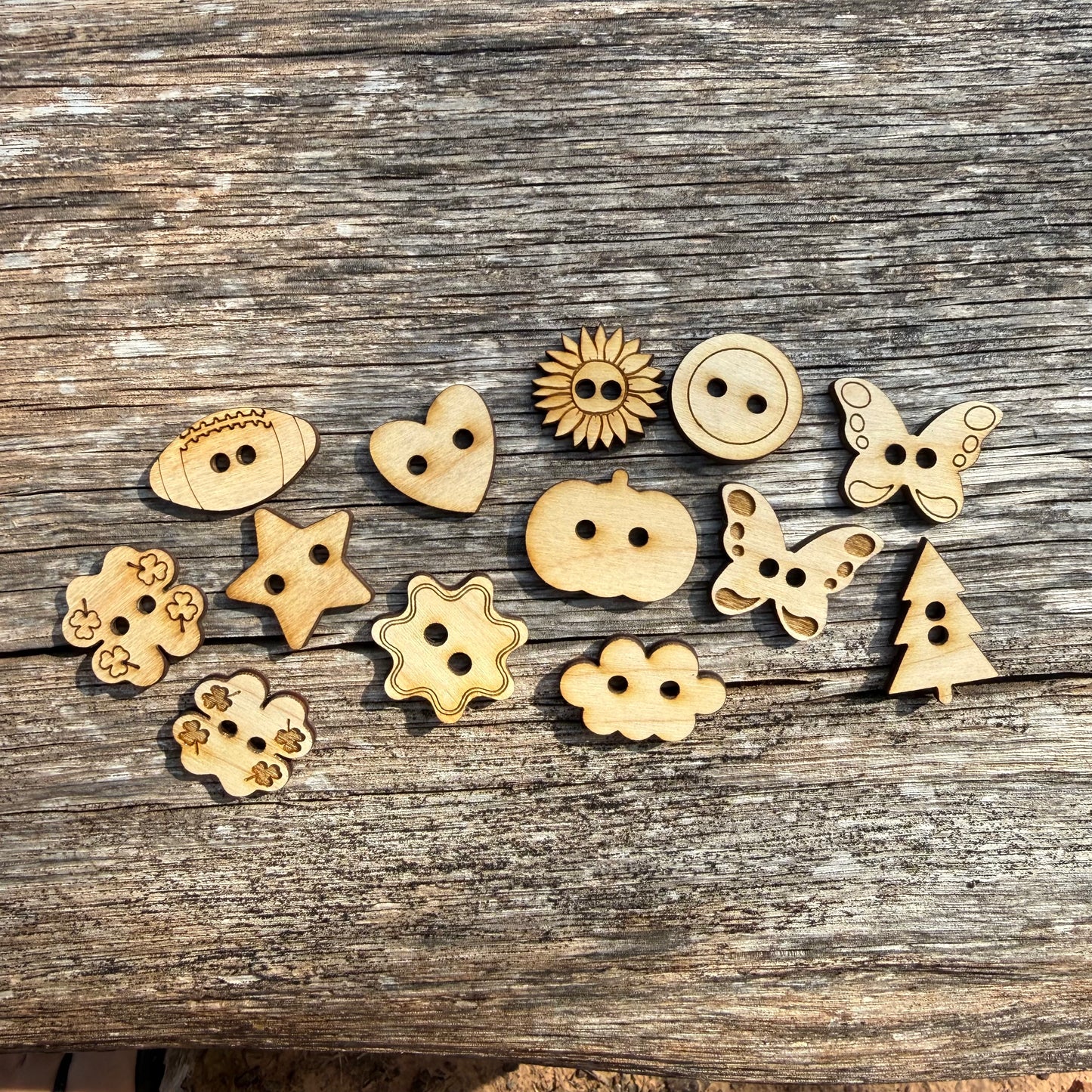 Assorted Wooden Buttons Set for Crochet, Knitting, Sewing & Crafts