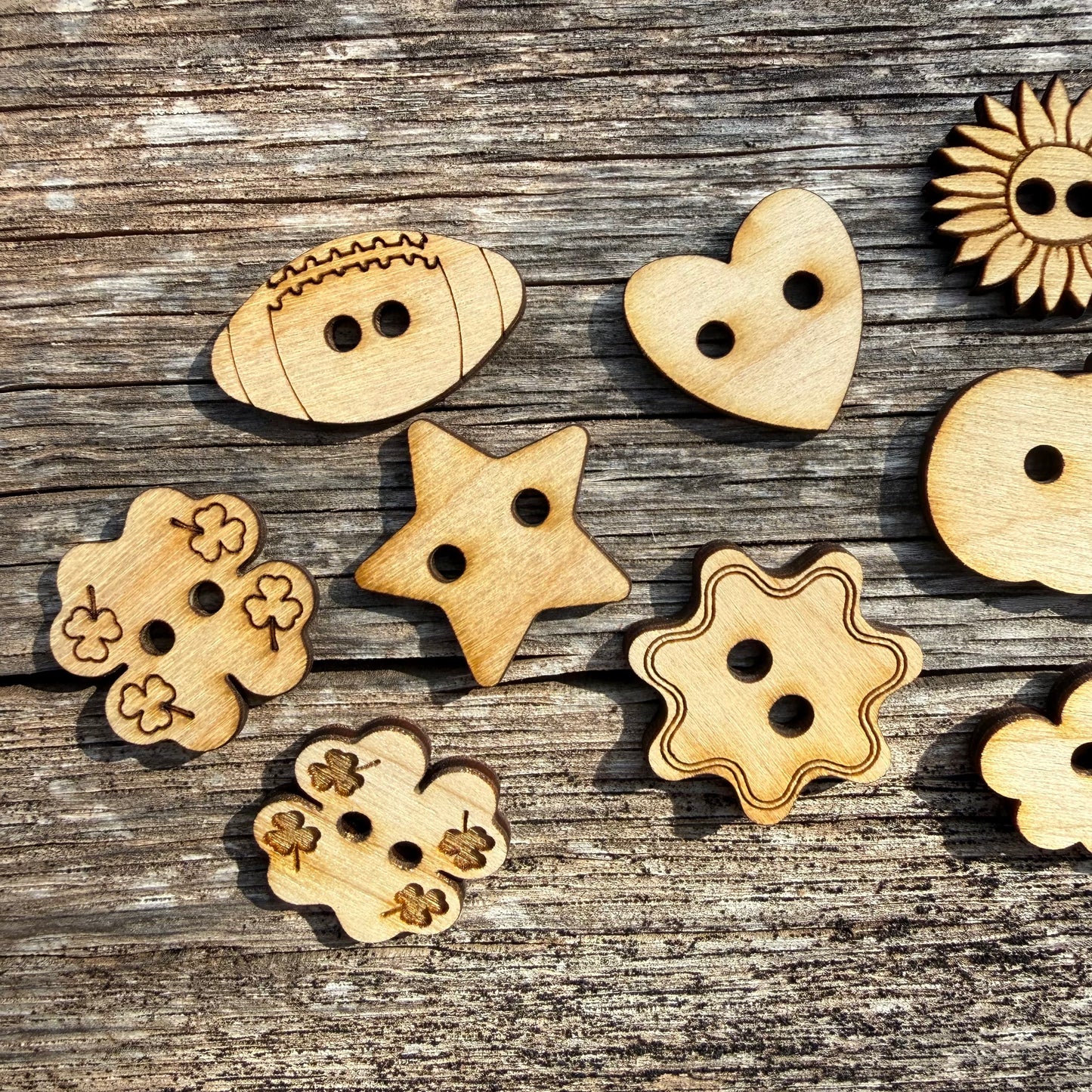 Assorted Wooden Buttons Set for Crochet, Knitting, Sewing & Crafts
