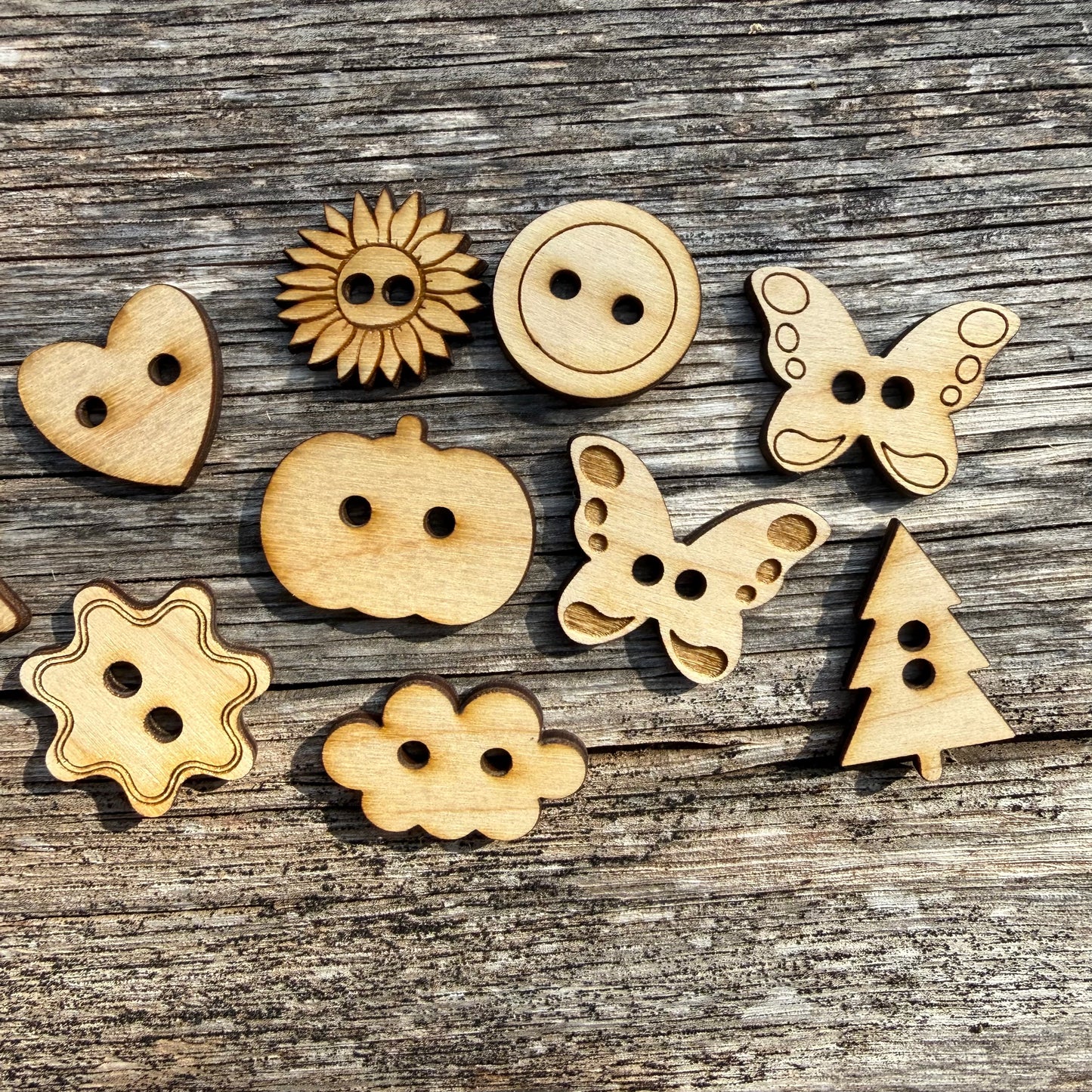 Assorted Wooden Buttons Set for Crochet, Knitting, Sewing & Crafts