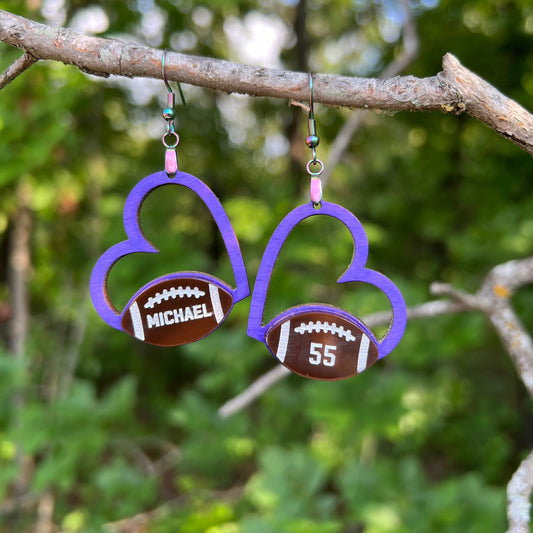 personalized football earrings
