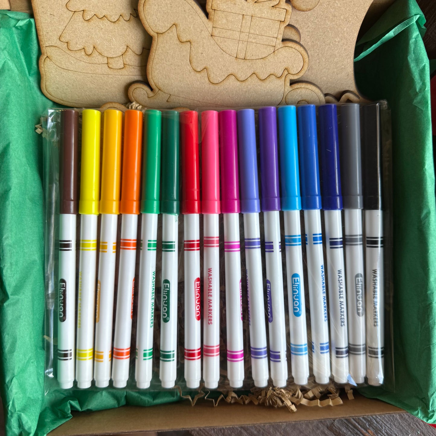 Gingerbread Paint Kit or Marker Kit – Kids Christmas Craft Box with Bonus Cutouts – Holiday DIY Activity Gift