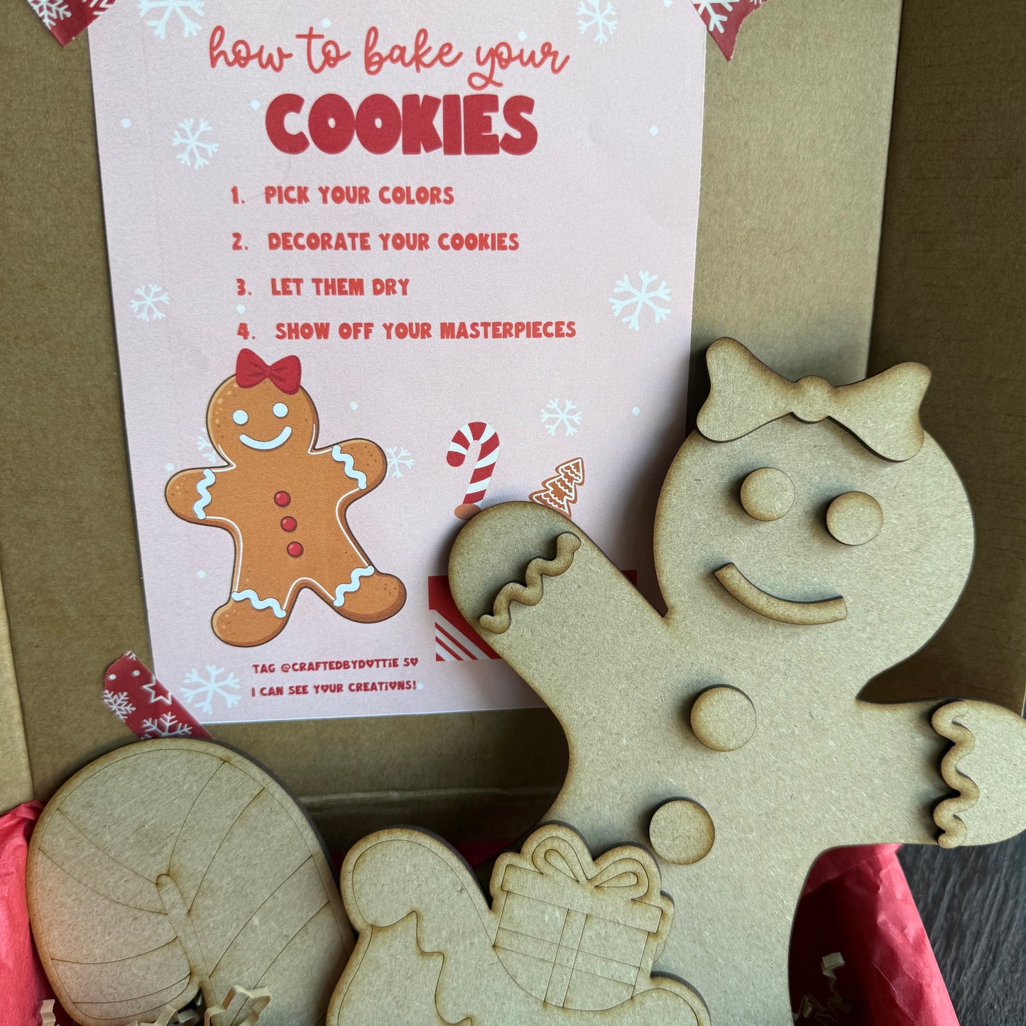 Gingerbread Paint Kit or Marker Kit – Kids Christmas Craft Box with Bonus Cutouts – Holiday DIY Activity Gift