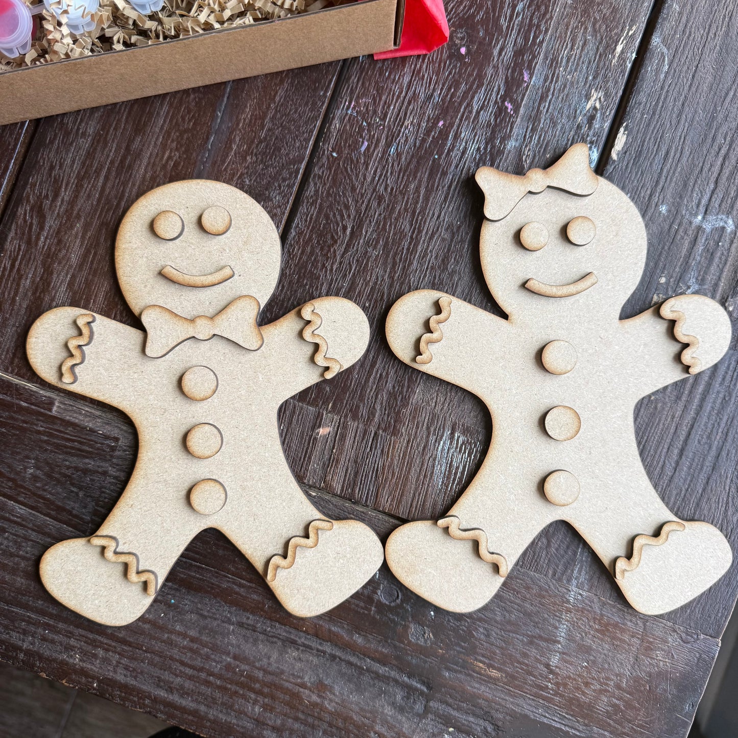 Gingerbread Paint Kit or Marker Kit – Kids Christmas Craft Box with Bonus Cutouts – Holiday DIY Activity Gift