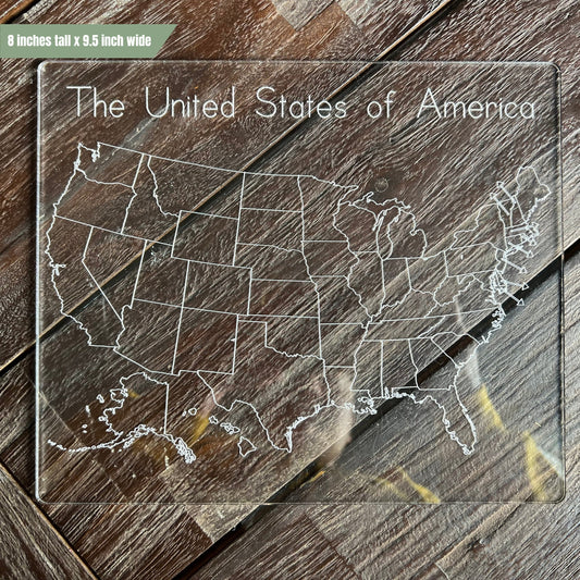 Dry Erase Reusable Acrylic United States board