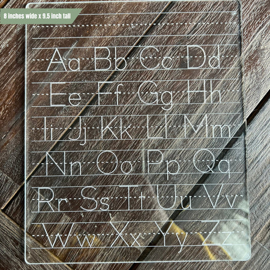 Dry Erase & Reusable Acrylic Alphabet board in Print and Cursvie