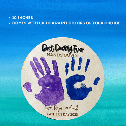 Best Dad Hands Down Handprint Sign Father's Day Gift