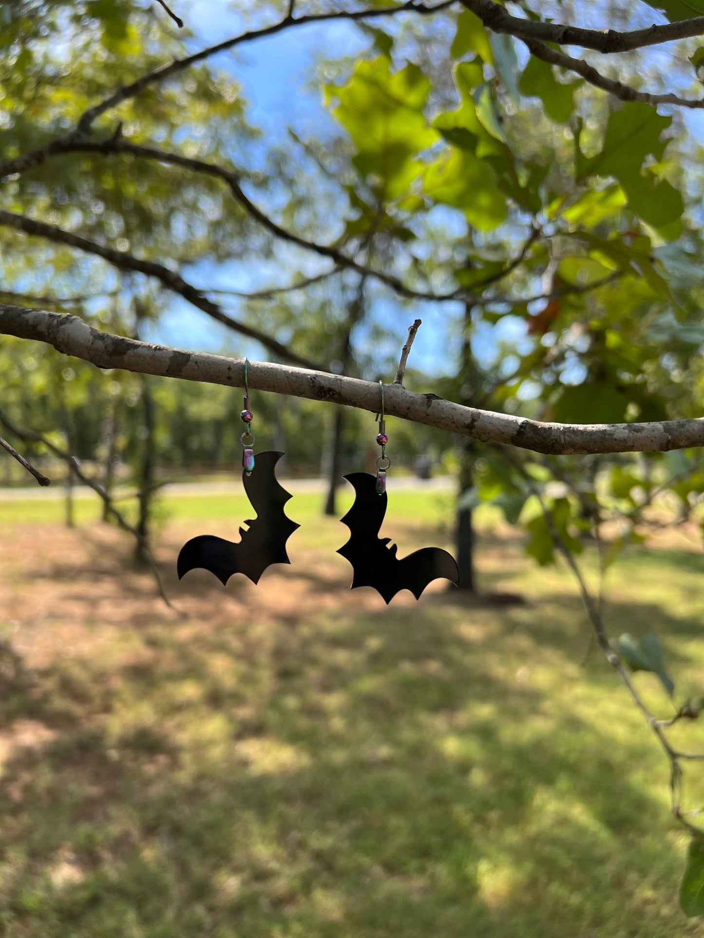 Black Bat Halloween Earrings