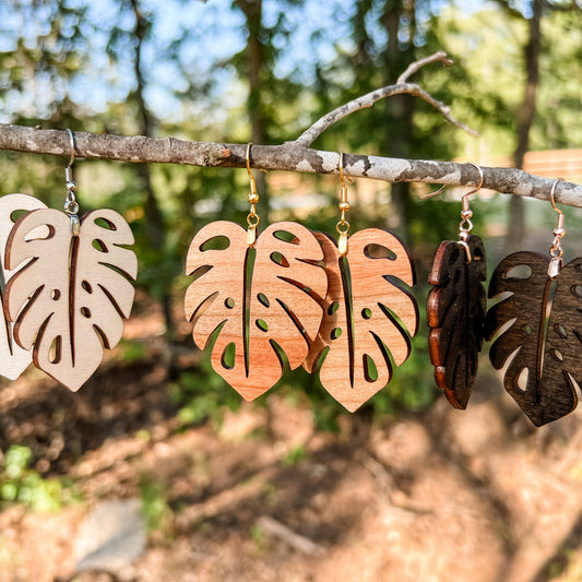 Monstera Leaf Dangling Earrings