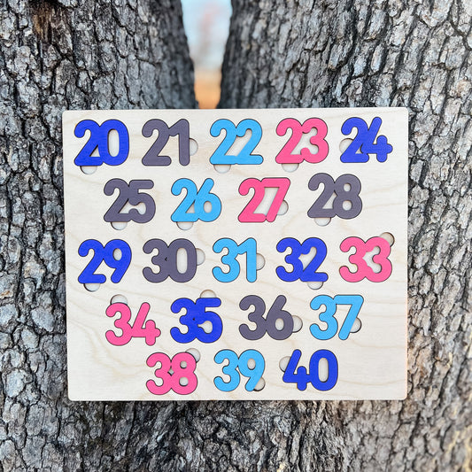 20-40 Wooden Number Puzzle Wooden Puzzle for Kids