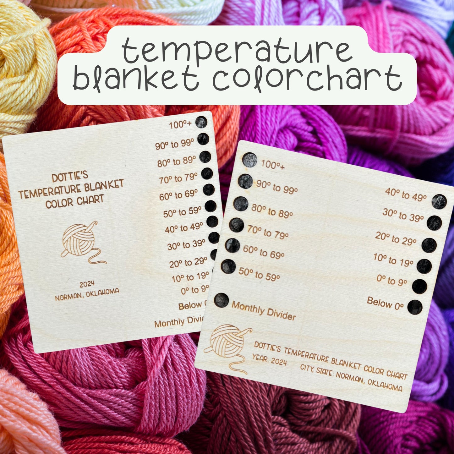 Personalized Temperature Blanket Color Chart 2025