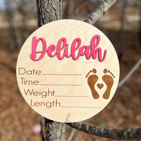 Personalized Baby Announcement Sign with Birth Stats