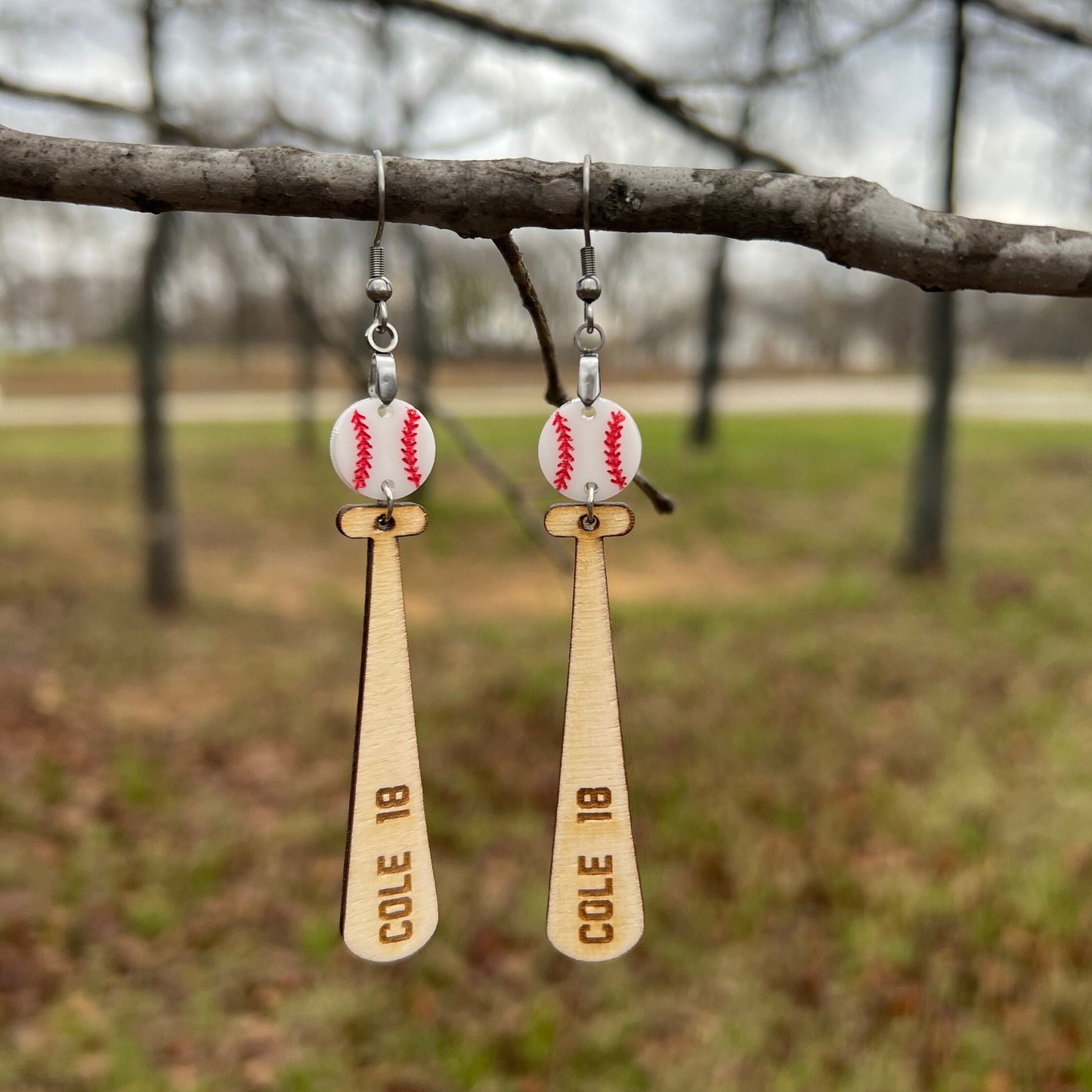 Personalized Baseball Earrings