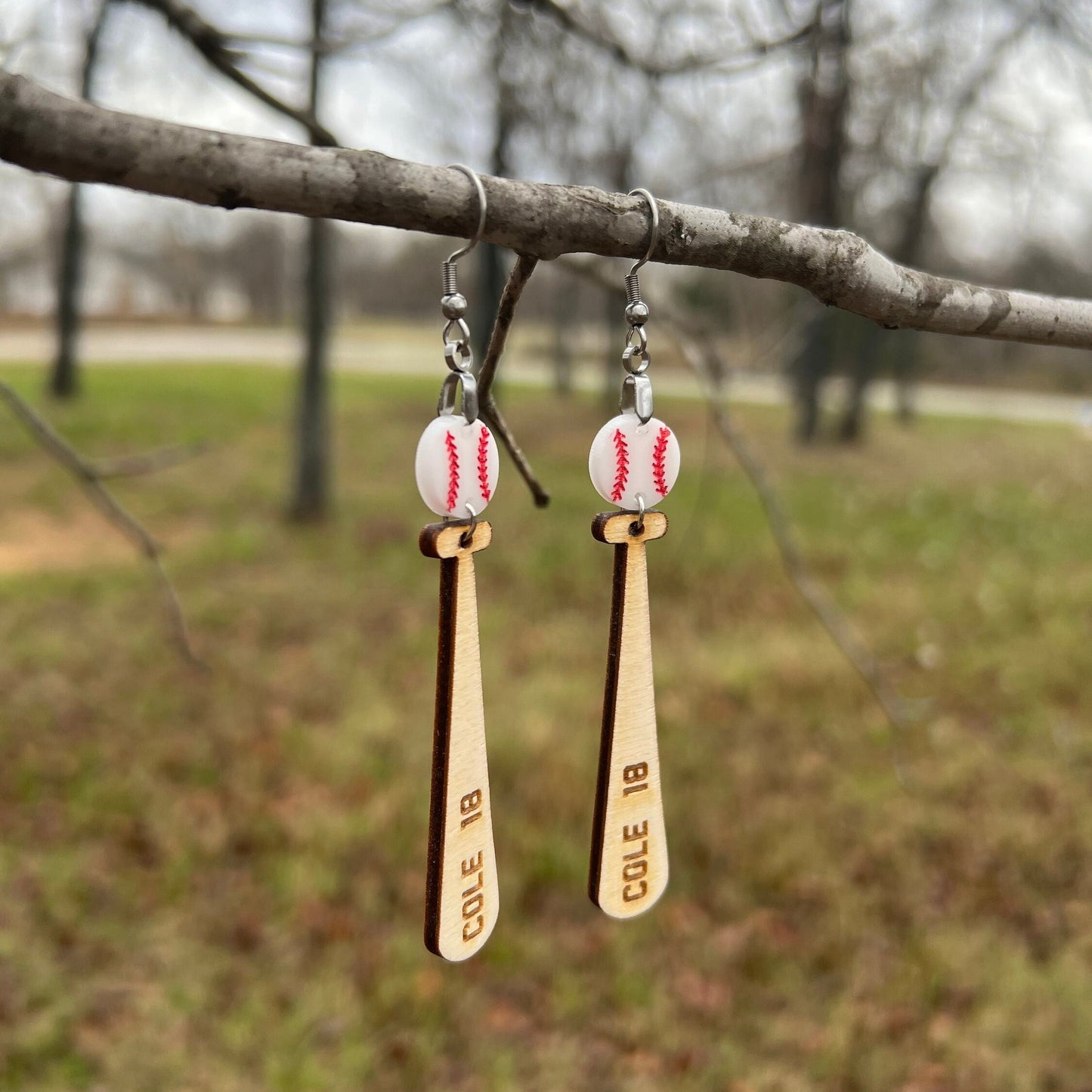 Personalized Baseball Earrings