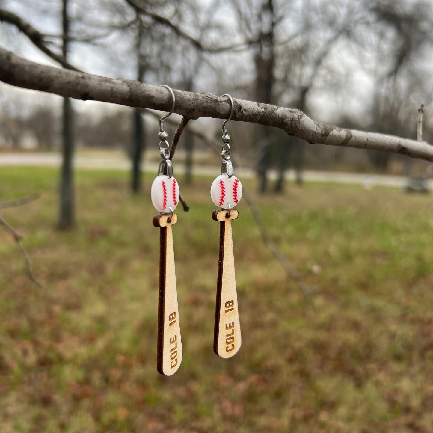 Personalized Baseball Earrings