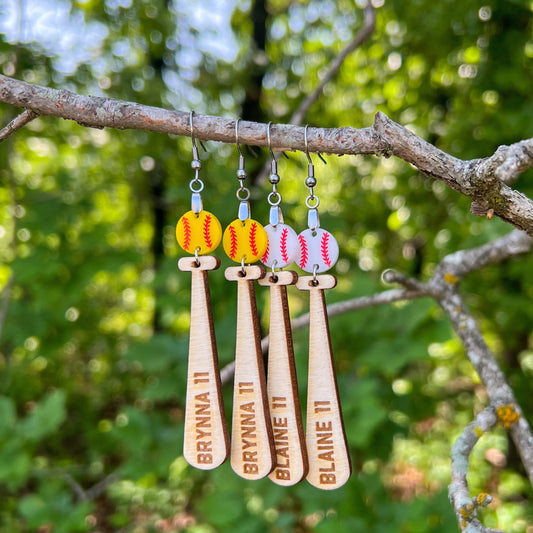 Personalized Baseball Earrings