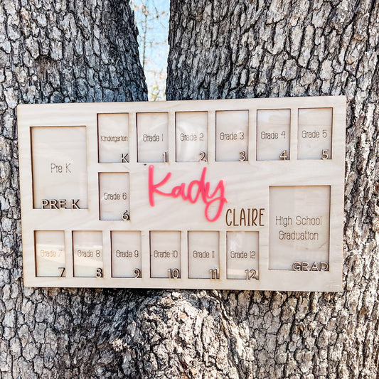 School Years Picture Frame K-12 with Middle Name