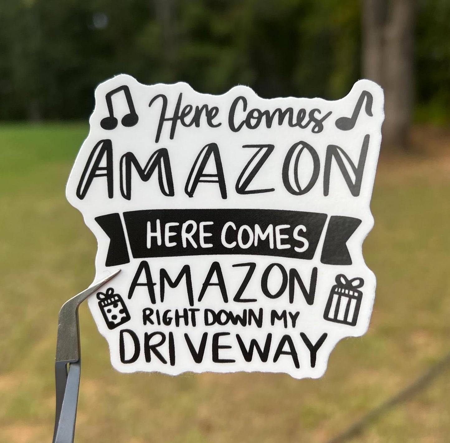 Here Comes Amazon Christmas Sticker