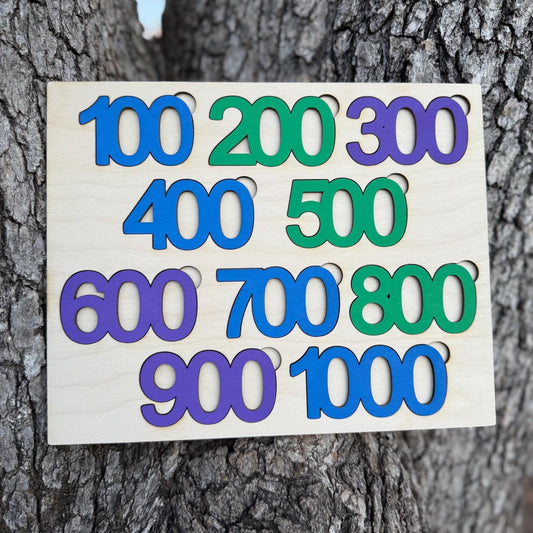Counting by 100s to 1000 Wooden Number Puzzle for Kids