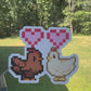 Pixel Chickens with Pixel Hearts Sticker
